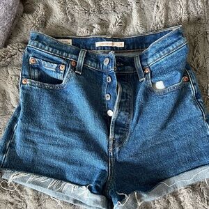 Levi's Blue Jean Shorts High-Waisted Cuffed